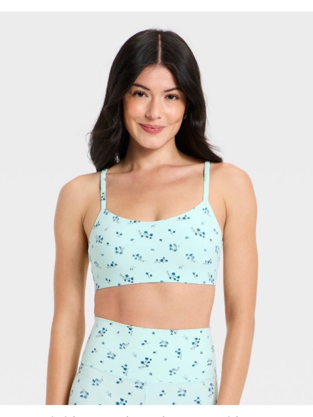 All In Motion Everyday Soft Bra Light Blue Floral XS